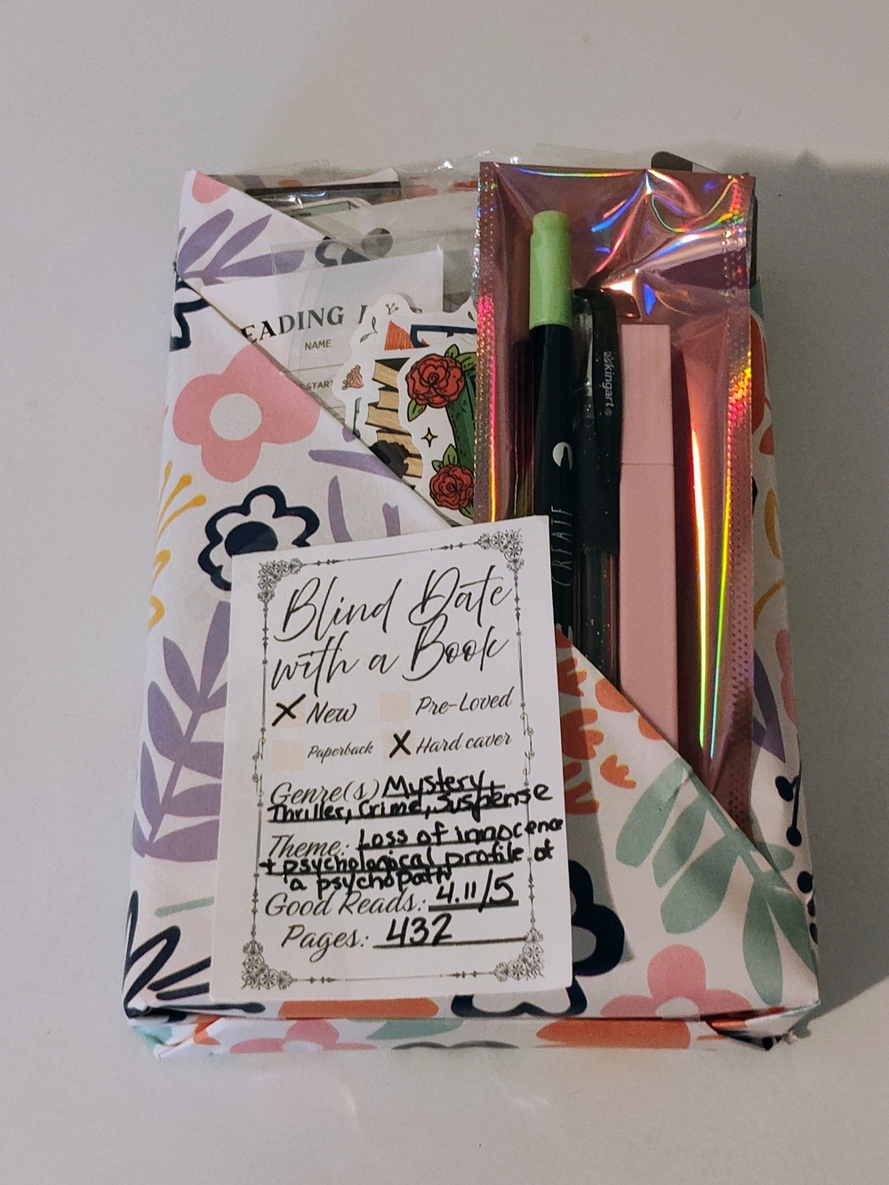 Blind Date With A Book Floral Gift-Wrapped Book Bundle with Pink & Mint Accent